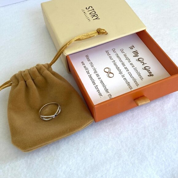 Story Jewellry Sterling Silver 925 Best Friends Girl Gang CZ Infinity Ring Sz 7 - Picture 6 of 16